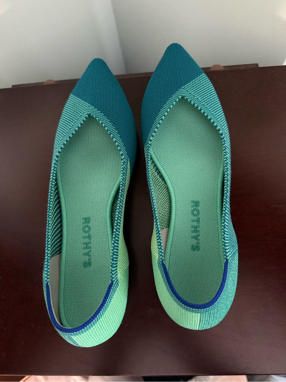 Rothy's Retired The Point in Blue Jade Ballet Flats Womens Size 8.5